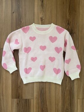 Amazon Pink and Cream Heart Pattern Women's Sweater